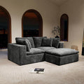 roomfitters 78.8 Modular Sectional Sofa 3-Piece Compressed Cloud Couch No Assembly Required Plush Corduroy Grey