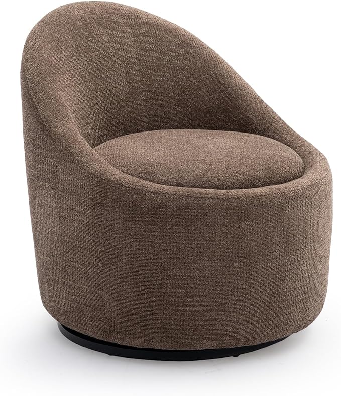 COLAMY Chenille Fabric 360 Swivel Accent Chair Set of 1 Brown