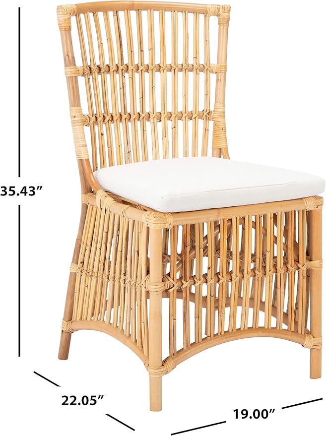 Safavieh Home Collection Erika Rattan Cushion (Set of 2) Accent Chair Natural/White