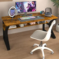 StarGraph Computer Desk 55'' Large Home Office Desk with Sturdy Metal Frame U Shaped Modern Computer Desks with Storage Study Writing Office Work from Home Desks (Rustic Brown 55 inch)
