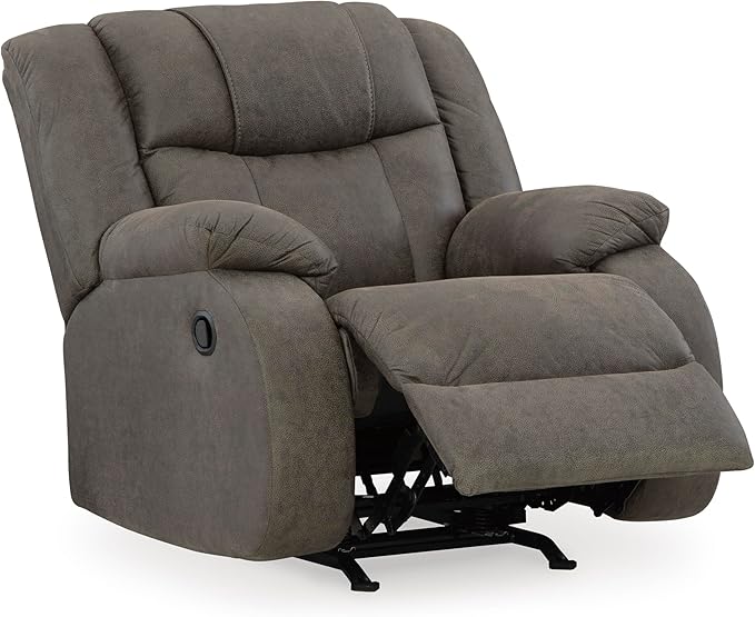 Signature Design by Ashley First Base Modern Faux Leather Rocker Recliner Gray