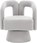 360 Degree Swivel Cuddle Barrel Accent Chairs Round Armchairs with Wide Upholstered Fluffy Fabric Chair for Living Room Bedroom Office Waiting Rooms (Light Gray)
