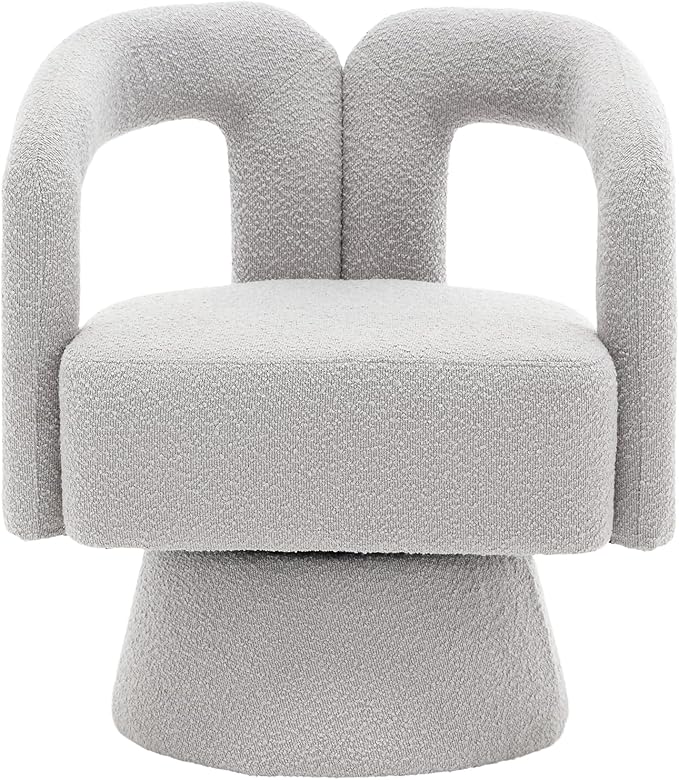 360 Degree Swivel Cuddle Barrel Accent Chairs Round Armchairs with Wide Upholstered Fluffy Fabric Chair for Living Room Bedroom Office Waiting Rooms (Light Gray)