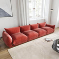 JACH Mid-Century Modern Large 4 Seater Couch Chenille Sectional Sofa 4 Seats Modular Couches with Thick Cushion 130 Plush Sofas Furniture for Living Room Bedroom Office Apartment Red