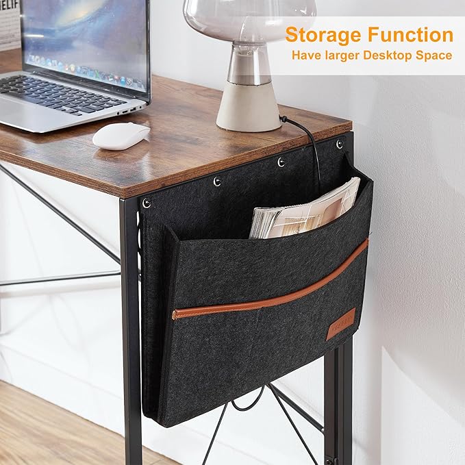 VECELO 39 Inch Folding Desk Simple Assembly Desk Writing Computer Desk for Home Office Study Office Desk Foldable Table for Small Spaces Brown