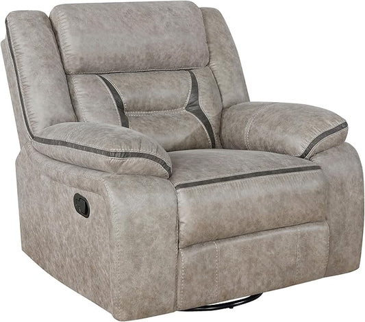 Coaster Home Furnishings - Greer - Leatherette Upholstered Swivel Glider Recliner Chair with Pocket Coil Cushions - Living Room - 41-Inch - Taupe - 651353