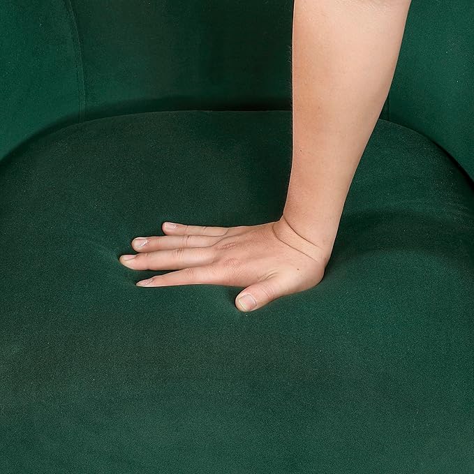 Lexicon 360 Degree Swivel Accent Chair Modern Comfy Velvet Barrel Chair Diamond Stitched Details Plush Foam Cushions Metal Swivel Base for Living Room/Bedroom/Apartment/Office Green