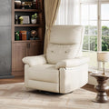 GarveeHome Power Recliner Chair 270° Swivel Rocking Glider with USB Charging Port PU Leather Upholstered Fabric and Button Tufted Backrest Ergonomic Nursery Chair for Living Room (Cream)