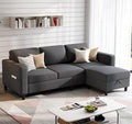 Sectional Sofas Couches for Living Room 78 L-Shaped Small Couch - Modern Linen Dark Grey Sofa with Storage Ottoman for Apartments Studios Home Offices Small Space