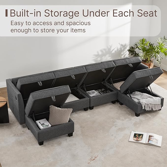Modular Sectional Sofa 60 Loveseat with Storage Modern Convertible Couch with USB Port for Small SpaceApartmentBedroom