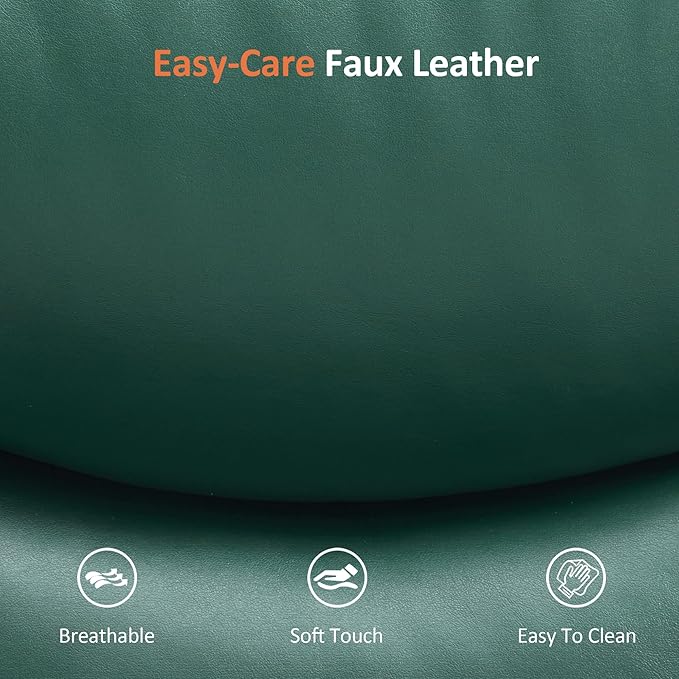 MCombo Oversized Swivel Recliner Chair with Ottoman Adjustable Backrest 360° Wood Base High Seat Faux Leather Lounge Chair for Tall Users in Living Room Bedroom or Office 4651 (Green)