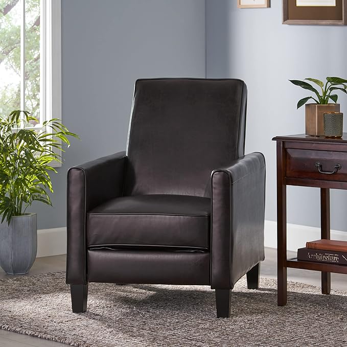 Lucas Leather Recliner Club Chair Brown