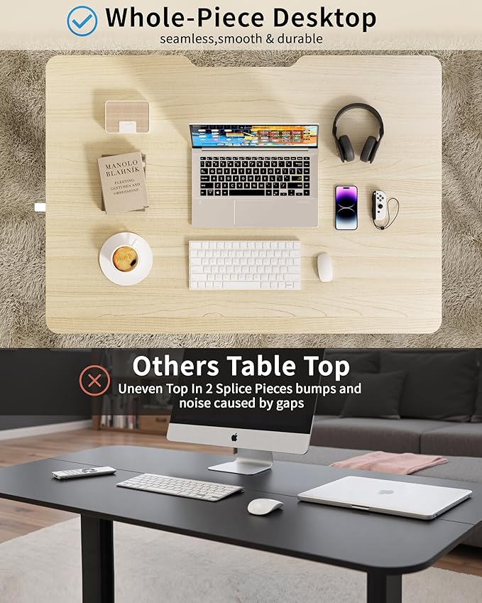 Okin Small Electric Standing Desk 36 x 24 Whole Piece Height Adjustable Desk Oak Sit to Stand Computer Workstation for Home Office