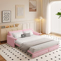 66 Queen Pull Out Sofa Bed 3-in-1 Convertible Sleeper Sofa with Side StorageMulti-Functional Velvet Loveseat Bed for Living RoomBedroomApartmentOffice (Pink 66)