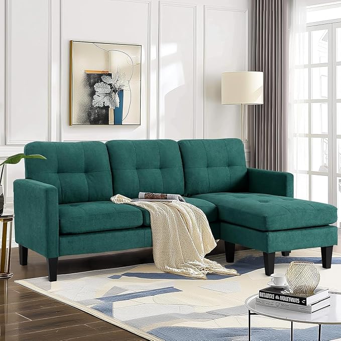 L Shaped Couch Convertible Sleeper Sofa Bed with Reversible Chaise Sectional Lounge Sectional Boneless Couch for Apartment Small Couches for Small Spaces