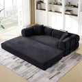 Convertible Folding Sofa Bed Corduroy Sleeper Mattress Couch with Fixed-Shape Frame Free Combination Loveseat Lounge Floor Sofa Queen Size Memory Foam Couch for Living Room Bedroom Black