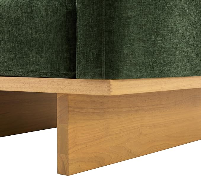Christopher Knight Home Modern Minimalist Accent Chair with Solid Wood Frame Soft Cushions Spacious Seat Living Room Bedroom Reading Chair Green