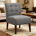 Anwick Gray Modern Accent Chair Mid Century Upholstered Living Room Chair with Wood Legs Comfy Small Accent Chair with Back for Small Spaces Office Bedroom Reading Spaces (Gray1)