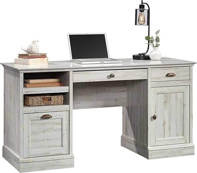 Sauder Barrister Lane Executive Desk White Plank Finish