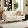 Tbfit Loveseat Sofa 65 W Mid Century Modern Love Seat Couches for Living Room Button Tufted Upholstered Small Sofa Couch for Bedroom Beige