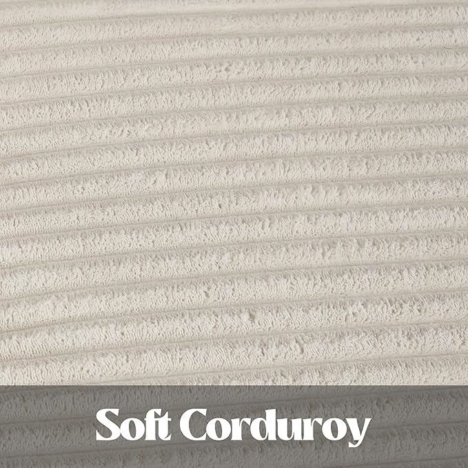 108.7'' Sectional CouchL Shaped CouchPlush Corduroy FabricUpholstered Couches for Living Room BedroomNo Assembly Required (Beige Right Facing Chaise)