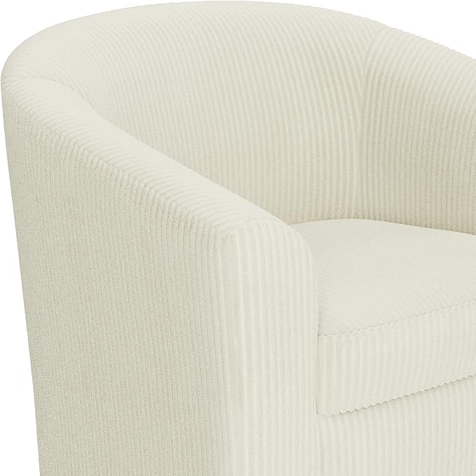 Topeakmart Corduroy Club Chair Modern Accent Chair and Cozy Barrel Chair with Sturdy Wood Legs for Living Room Bedroom Reception Room Beige