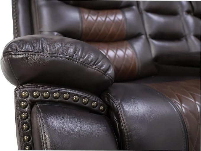 New Classic Furniture Nikko Faux Leather Console Loveseat with Power Footrest Brown