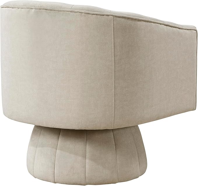 Lexicon Modern Swivel Accent Chair Velvet Fabric Upholstered Swivel Lounge Chair with Rounded Base and Channel Stitching for Living Room/Bedroom/Office Easy Assembly Taupe