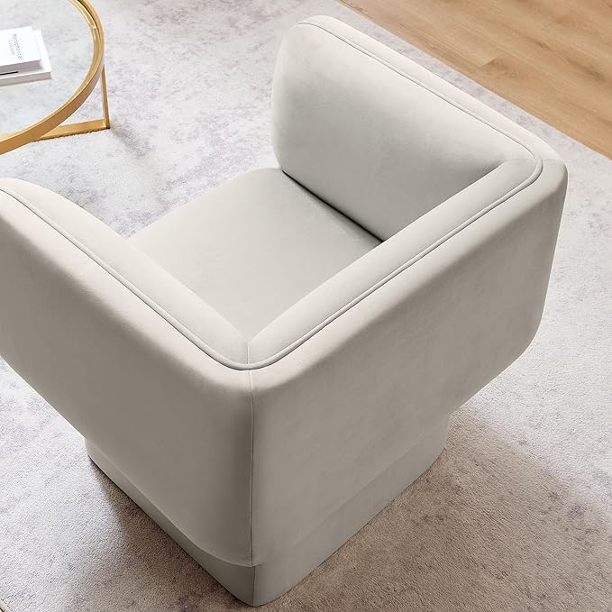 Modway Tate Performance Velvet Accent Chair in Almond - Upholstered Club Chair - Modern Barrel Armchair - Comfy Reading Leisure Chair for Living Room Bedroom Office