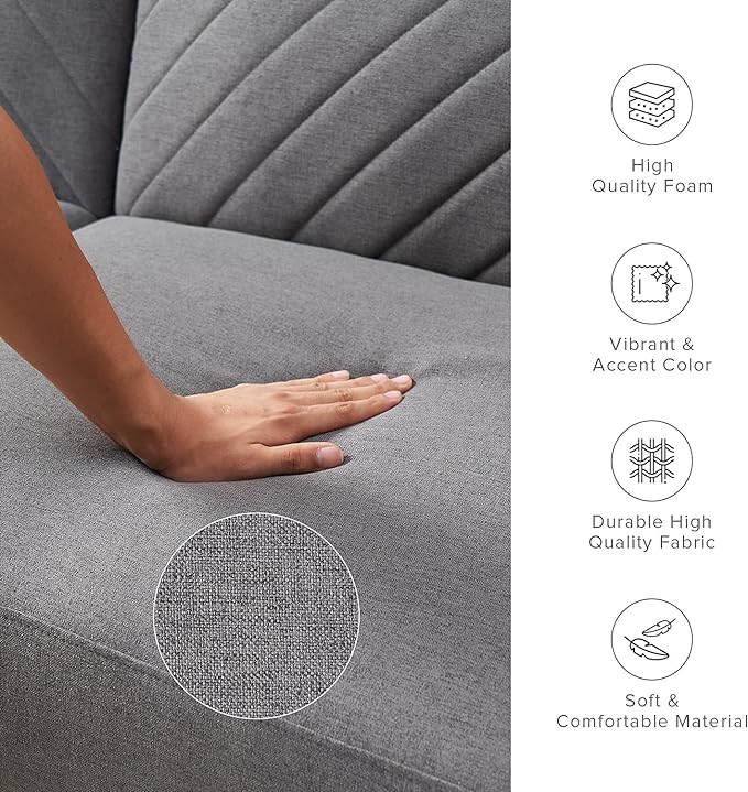 mopio 76.4 Futon Sofa Bed Couch Loveseat Sleeper Sofa Mid Century Modern Futon Couch Sofa Cama Couches for Living Room (Dark Gray Fabric)