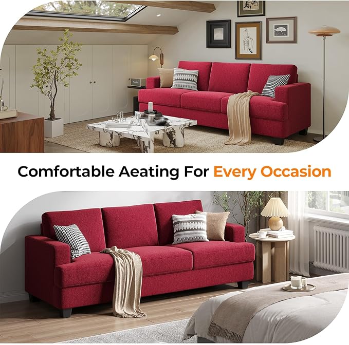 Fadware Sofa Couch 3 Seater Sofa with Suppleness Armrests Fabric Deep Seat Sofa with Upholstered Cushion&amp Backrests Modern Comfy Couch for Living Room Apartment