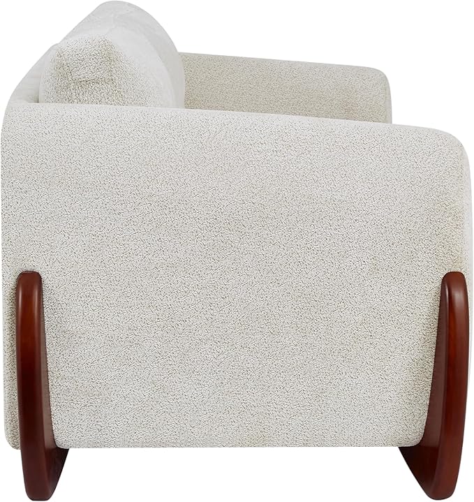 Christopher Knight Home Taki 89 Inches Sofa Couch Cozy Chenille Upholstered 3-Seater Sofa Wood Frame Couches Comfy Home Sofa Living Room and Office Lounge Seating with Armrests Beige