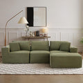 110”Modular Sectional SofaCloud Boneless Couch with Deep SeatModern Modular L-Shape Sofa Couch with 0ttomanUpholstered Couches for Living Room Bedroom (Green)
