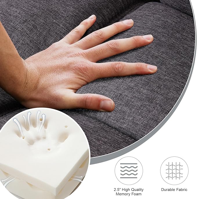 Futon Sofa Bed Convertible CouchMemory Foam Futon Sofa CouchSleeper Futons Sofa CouchesSmall Splitback Modern Loveseat Sofa Bed for Living RoomOfficeApartmentLinen FabricDark Gray.