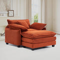 Oversized Chair with Ottoman Modern Corduroy Sofa Bed Single Sofa Chaise Large Upholstered Sofa for Living Room Bedroom (Orange)