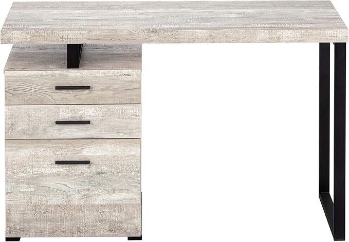 Computer Desk Home Office Laptop Left Right Set-up Storage Drawers 48 l Work Beige Laminate Black Metal Contemporary Modern