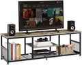 VECELO Industrial TV Stand for Televisions up to 65 Inch 55 Entertainment Center with Open Storage Shelves for Living Room/Bedroom 3 Tiers Media Console Table with Metal Frame Grey 55 Inches