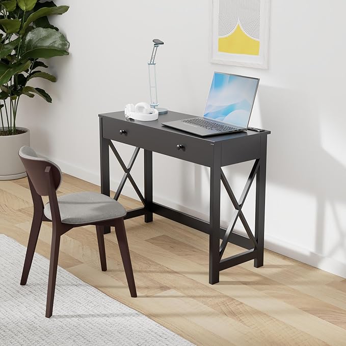 Convenience Concepts Oxford Desk with Charging Station 42 Black