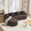 98.8 Curved Sectional Sofa with ChaiseL-Shape Sofa Lounge ChaiseBoneless Couch L Shape for Living RoomWood Grain Chenille FabricNo Installation Requirement
