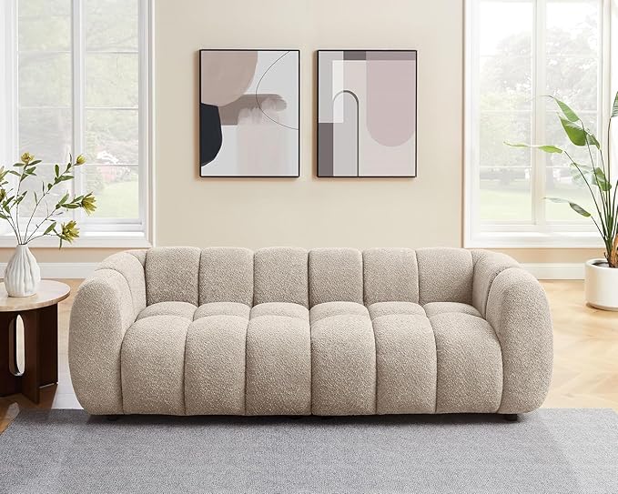 VANOMi 88 Oversized Boucle Sofa Modern Upholstered Tufted Cloud Couch Deep Seat Boucle SofaCozy Modern 3 Seater Couch for Living Room Bedroom Apartment