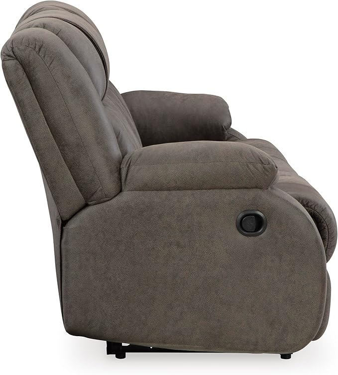 Signature Design by Ashley First Base Contemporary Faux Leather Manual Reclining Sofa Gray