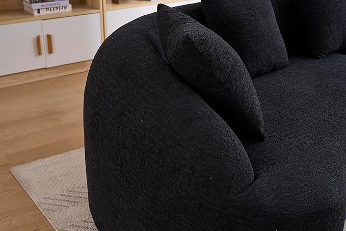 Oversized Sectional Sofa for Living Room 110 Modern Luxury Chenille 5-Seater Extra Deep &amp Wide Seat Curved Cloud Couch with 5 Throw Pillows No Assembly Needed Cream Black