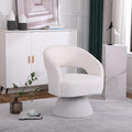 Swivel Accent Chair Armchair Round Barrel Chair in Fabric for Living Room BedroomWhite