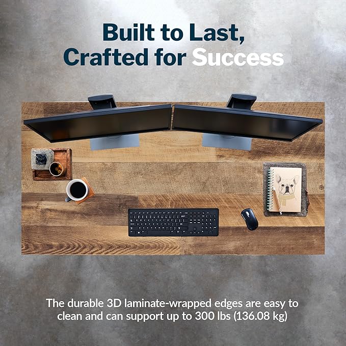 Vari Table 60x30 - Modern Computer Desk with Durable Laminate Finish and Slim Legs - Ideal for Gaming Home or Office - Stand-Alone Workstation or Corner Side Table - Reclaimed Wood