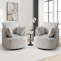 CANMOV Swivel Accent Chair Set of 2 360°Swivel Barrel Chair with 3 Pillows Comfy Corduroy Round Armchair Single Sofa Chair for Living Room Bedroom Reading Room Grey