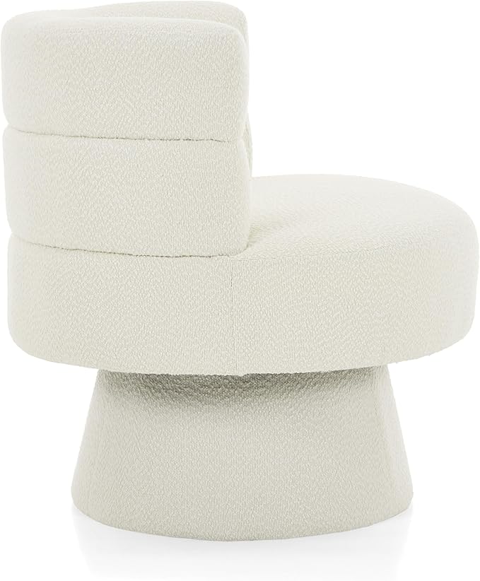 Christopher Knight Home Andree Contemporary 360° Swivel Accent Chair Boucle Upholstered Swivel Chair Super Comfort Single Lounge Sofa with Rotation for Living Room/Bedroom/Home Office Cream White