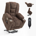 Power Lift Recliner Chair for Eldery Chenille Electric Recliner Chairs with Massage and Heat Remote Control Standing Assistance Lay Flat Recliner Sofa for Living Room Medium-FirmBrown