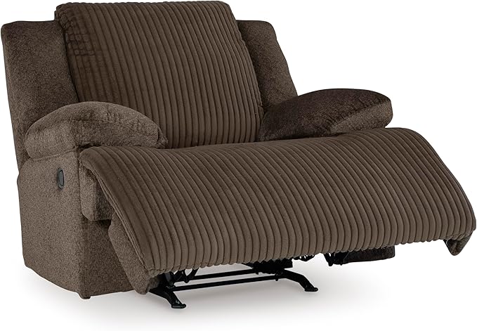 Signature Design by Ashley Top Tier Rocker Recliner Pull Tab Recliner Fabric Upholstery Attached Foam Cushions 50 W x 40 D x 41 H Dark Brown