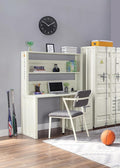 White 1-Door Writing Desk with Hutch for Home Office | Storage Desk with Open Compartment and Adjustable Shelf