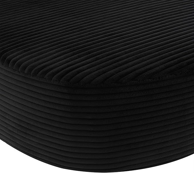 Modern Corduroy Fabric Chaise Lounge Chair Indoor Boneless Couch 51.6 Sofa Bed with Two Supportive Pillows for Living Room Office (Black/R1)